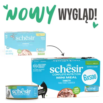 Schesir Complete Nutrition, filet w galarecie, 6 x 50 g w puszce - Tuńczyk z kurczakiem