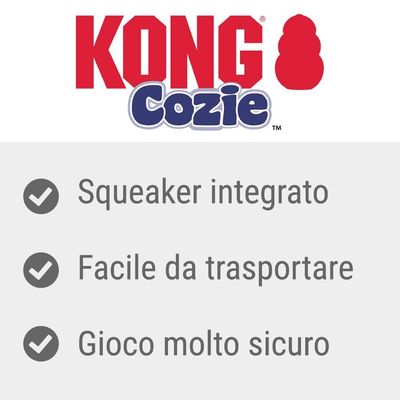 KONG Cozie. Squeaker integrato, facile da trasportare, gioco molto sicuro.