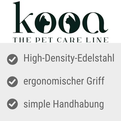 kooa. High-Density-Edelstahl, ergonomischer Griff, simple Handhabung.