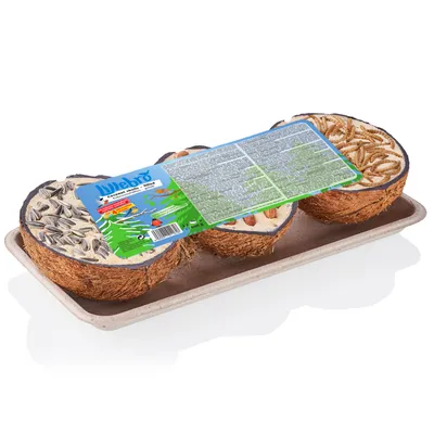 Lillebro Coquilles de noix de coco garnies d'aliments pour oiseaux 3 x 200 g 