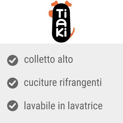 Tiaki, colletto alto, cuciture rifrangenti, lavabile in lavatrice
