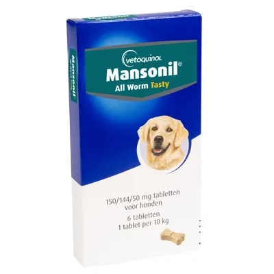 Mansonil All Worm Dog Flavour Tabletten - Vanaf 2,5 kg - 6 Tabletten