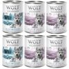 Pakiet mieszany Wolf of Wilderness JUNIOR 6 x 400 g: 4x kaczka i cielęcina, 2x kurczak i łosoś