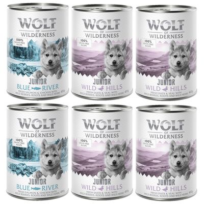 Little Wolf of Wilderness 6 x 400 g - Duo-Protein Mix: 4 x And & Kalv og 2 x Kylling & Laks
