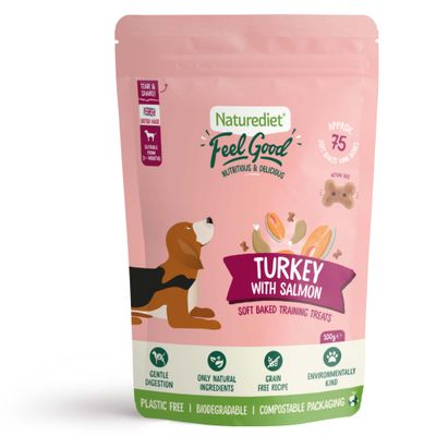 Naturediet Feel Good Soft Baked Training Treats - Turkey with Salmon 100g