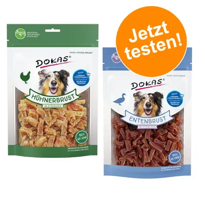 Kombi-Paket Dokas Fleischstückchen 8 x 200 g - 4 x 200 g Hühnerbrust + 4 x 200 g Entenbrust Kombi-Paket Dokas Fleischstückchen 8 x 200 g - 4 x 200 g Hühnerbrust + 4 x 200 g Entenbrust