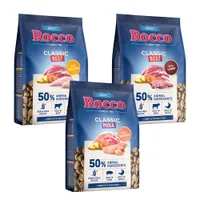 Rocco Classic vegyes próbacsomag - 3 x 1 kg Adult: marha & bárány + sertés & lazac + marha & csirke