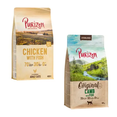 Purizon vegyes próbacsomag 2 x 400 g - Bárány & hal + csirke & hal