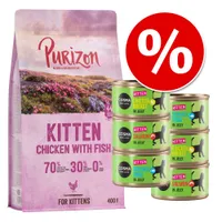 Zkušební set Kitten: Purizon 400 g & Cosma Nature / Original 6 x 70 / 85 g - set 3: s míchaným balením (Cosma Original)
