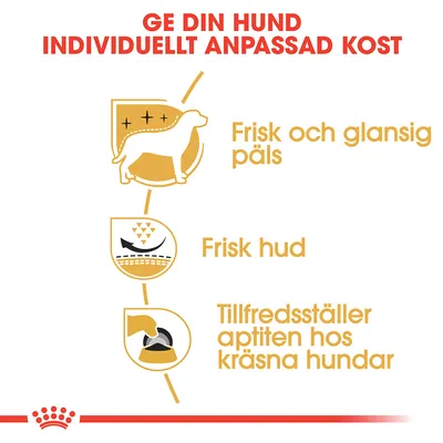 Ge din hund individuellt anpassad kost. Frisk och glansig päls. Frisk hud. Tillfredsställer aptiten hos kräsna hundar.