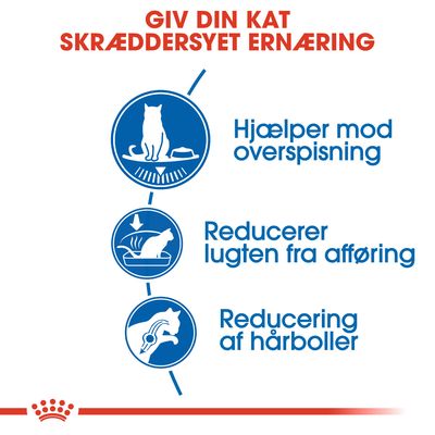 Giv din kat skræddersyet ernæring. Hjælper mod overspisning, reducerer lugten fra afføring, reducering af hårboller.