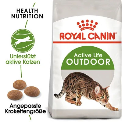 Royal Canin Active Life Outdoor Katzenfutter. Unterstützt aktive Katzen, angepasste Krokettengrösse, Health Nutrition.