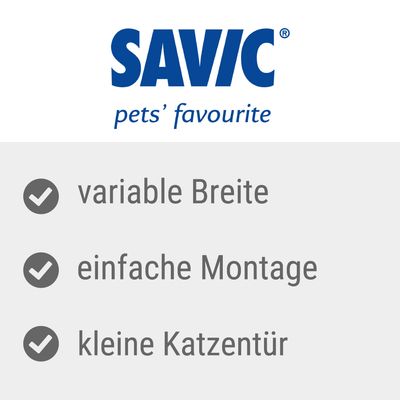 Savic. Variable Breite, einfache Montage, kleine Katzentür.