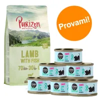 Set prova misto: 400 g Purizon & 6 x 70 g Cosma Nature - Purizon Adult Pollo & Pesce