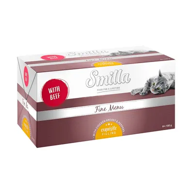 Smilla Fine Menù Delizioso ripieno 24 x 100 g umido per gatto - Manzo con Petto di pollo & Paprika