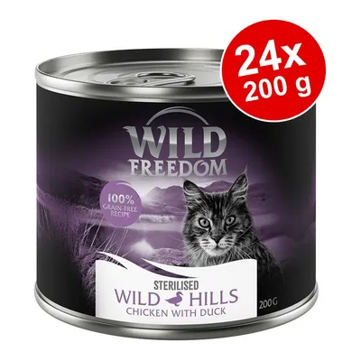 Wild Freedom Adult Sterilised 24 x 200g - Grain-Free - Mixed Pack (Pure Chicken, Chicken & Salmon, Chicken & Rabbit, Chicken & Duck)