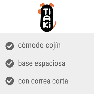 Tiaki. Cómodo cojín, base espaciosa, con correa corta.