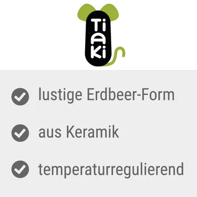 Tiaki. Lustige Erdbeer-Form, aus Keramik, temperaturregulierend.