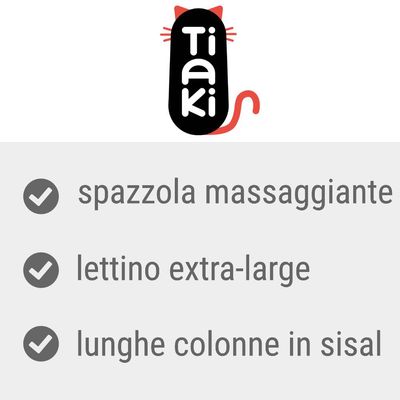 Tiaki. spazzola massaggiante, lettino extra-large, lunghe colonne in sisal.