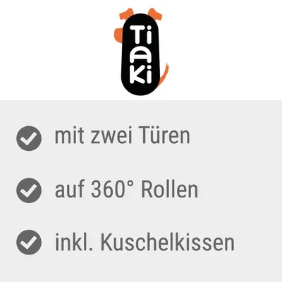 Tiaki. Mit zwei Türen, auf 360° Rollen, inkl. Kuschelkissen.