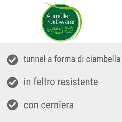 Aumüller Korbwaren. Qualità aus Weide, Holz und Textil. tunnel a forma di ciambella, in feltro resistente, con cerniera.
