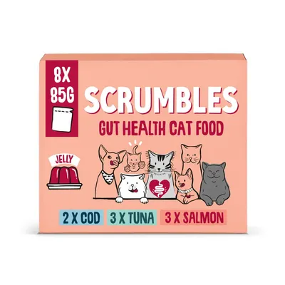Scrumbles Gut Health Cat Food Pouches Fish in Jelly Selection - 8 x 85g Scrumbles Gut Health Cat Food Pouches Fish in Jelly Selection - 8 x 85g