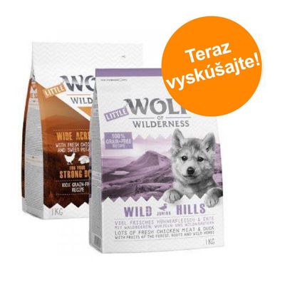 Wolf of Wilderness Junior - balenie na skúšku (2 x 1 kg) mix, 2 druhy: kuracie (Soft & Strong) + kačacie