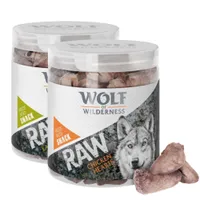 Blandpack: 2 sorter Wolf of Wilderness - RAW Snacks Wide Acres & Green Fields (120 g)
