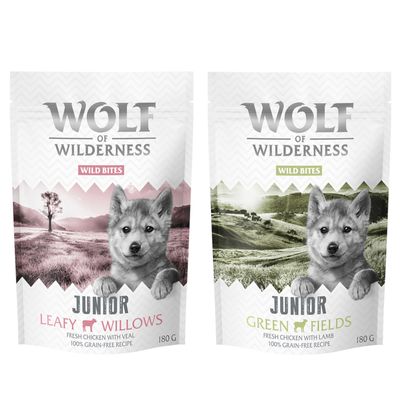 Little Wolf of Wilderness Wild Bites Junior Dog Snacks Mixed Pack 2 x 180g (Lamb & Chicken, Veal & Chicken)