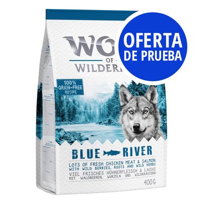 Oferta de prueba Wolf of Wilderness pienso para perros 100 g - Blue River con salmón - Receta nueva