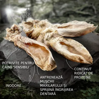 Wolf of Wilderness - Urechi de iepure cu blană - 400 g (cca. 20 buc.)