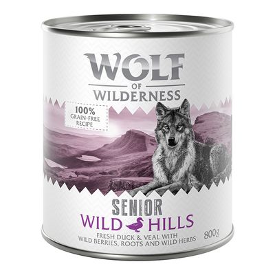 Wolf of Wilderness Senior 6 x 800 g Wild Hills - ankka & vasikka