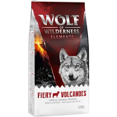 Wolf of Wilderness Elements Fiery Volcanoes, proteína animal única, cordero fresco, receta 100% sin cereales, 12 kg.