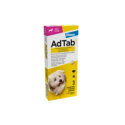 AdTab kauwtabletten voor honden van 2,5 tot 5,5 kg - 1 x 3 Tabletten