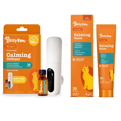 30g Zesty Paws Cat Treatment + 75g Zesty Paws Cat Supplement Free! * - Calming Diffuser Kit Orchid Mist (30g) + Calming Paste (75g)