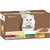 Pachet hrană umedă pentru pisici Purina Gourmet Gold, 4 x 85 g. Text vizibil: mit Rind und Huhn, mit Kaninchen und Leber, mit Hochseefisch in einer Sauce mit Spinat, mit Ente und Truthahn.