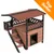Holzhaus mit Treppe, überdachter Terrasse und Gitterumrandung. Oben rechts orange Banner mit weißem Text: Top Seller.