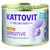 KATTOVIT FELINE DIET Huhn Sensitive Hypoallergene Schonkost, forbedret opskrift. Dåse med kattegrafik og synlig tekst på tysk.