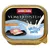 Animonda Vom Feinsten Adult con pollame e cuore di panna. Logo Milkies visibile. Immagine del prodotto: pezzo di carne con ripieno cremoso su piatto nero.