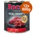Rocco Real Hearts Beef mit ganzen Hühnerherzen, 12x800g. Dose zeigt Fleischstücke und Produktdetails.
