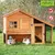 Clapier en bois Trixie avec deux lapins, abreuvoir visible, logos natura Outdoor Qualität, weatherproof et easy assembly sur l’image.