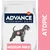Advance Veterinary Diets affinity, ATOPIC, MEDIUM-MAXI. Opakowanie z rysunkiem psa i różowym symbolem na boku.