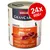 Консерва Animonda GranCarno Junior Rind + Huhn, 24×800 г. Видими парчета месо, надписи: 100% frische Zutaten, ohne Getreide ohne Gluten, Made in Germany.
