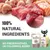 Schesir. 100% natural ingredients. No preservatives or colorings added. Prikaz sirovih komada ribe i škampi te pakiranja Schesir hrane za mačke.