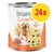 Pack of 24 cans, 800g each, grain-free recipe with chicken for adults, no sugar added, no artificial flavourings. Pack of 24 cans, 800g each, grain-free recipe with chicken for adults, no sugar added, no artificial flavourings.
