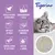Tigerino Premium. Arcilla natural de bentonita, superabsorbente y eficaz, muy bajo en polvo, aglomeración inmediata, control rápido de los olores, con olor a lavanda.
