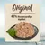 Original, 45% hoogwaardige kipfilet. Bord met natvoer en spinazieblad zichtbaar op de voorgrond.