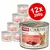 Pack of 12 Animonda Carny Kitten beef and turkey hearts wet food cans, each 200g. Label states 100% fresh ingredients, grain-free, made in Germany, with taurine.
