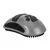 Grey grooming brush with rubber bristles, side grip and paw-shaped detail on top, designed for removing loose hair and massaging during pet care.