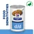 Hill's Prescription Diet d/d tin with food sensitivities text, image of wet food on a spoon, and green duck symbol visible on packaging